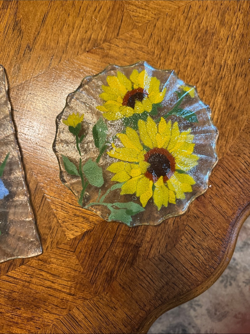 Handcrafted Floral Glass Pieces Set of 2 - Picture 5 of 5